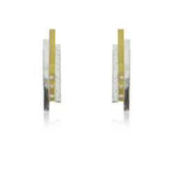 1992 - E1992D - SILVER & GOLD EARRINGS w/ DIAMONDS E1992D