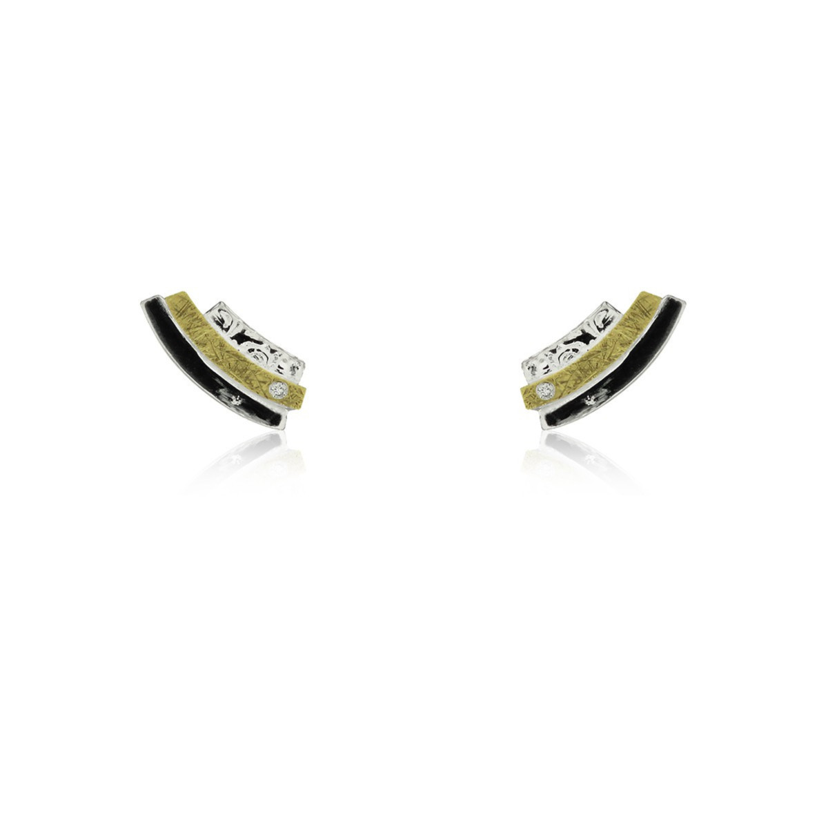 1992 - E1992SD - PENDIENTES PLATA Y ORO CON DIAMANTES E1992SD