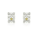 SILVER & GOLD EARRINGS w/ DIAMONDS