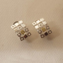 SILVER & GOLD EARRINGS w/ DIAMONDS