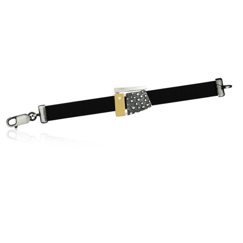 1806 - SILVER & GOLD BRACELET w/ DIAMOND . B1806D