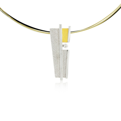 SILVER & GOLD PENDANT WITH DIAMOND