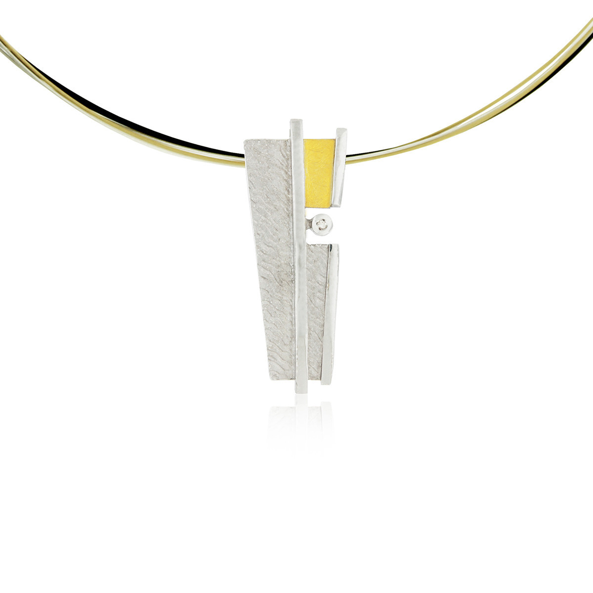 SILVER & GOLD PENDANT WITH DIAMOND