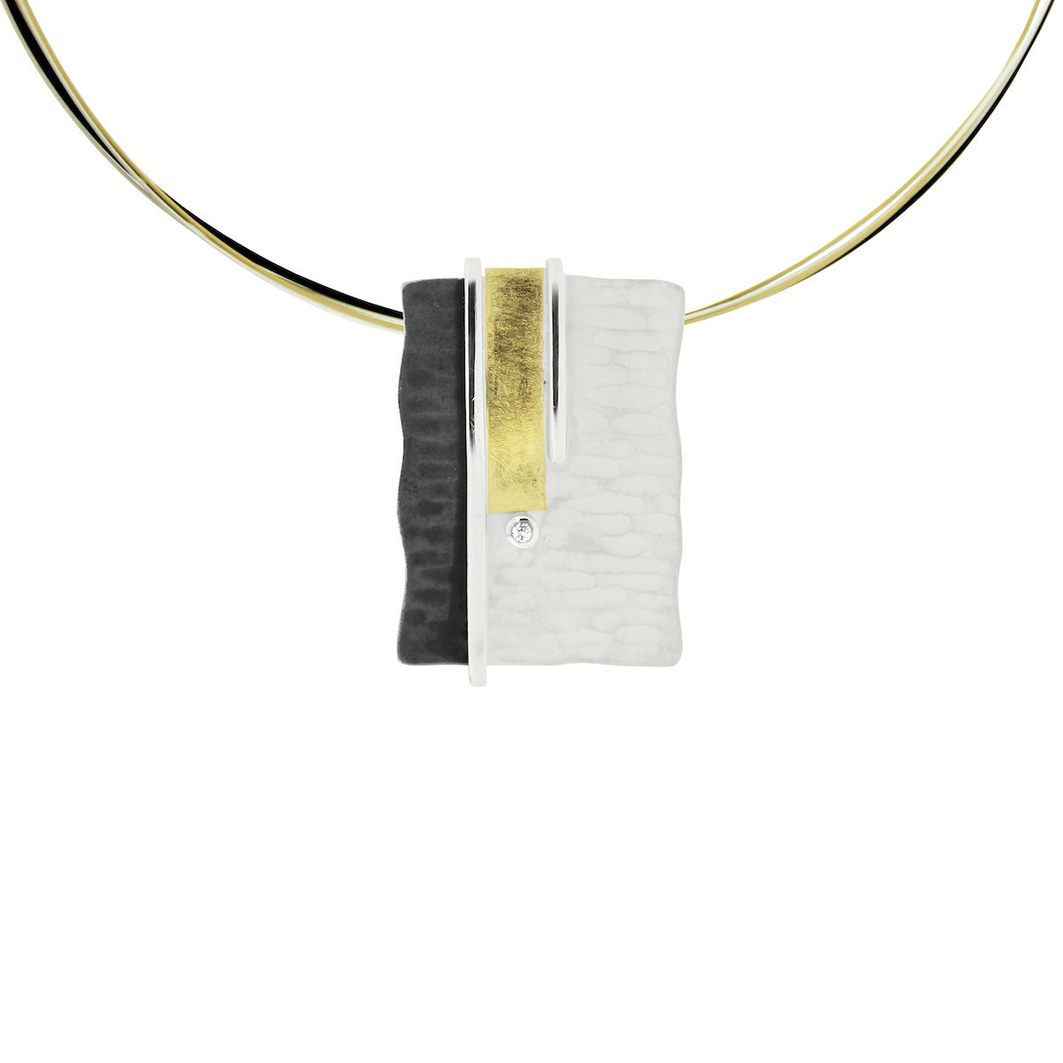 SILVER & GOLD PENDANT WITH DIAMOND