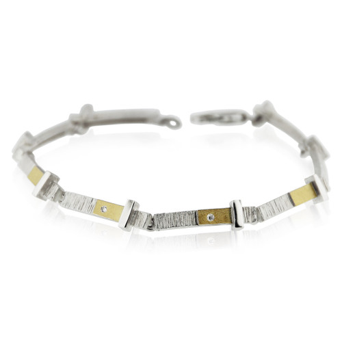 SILVER & GOLD BRACELET w/ DIAMOND