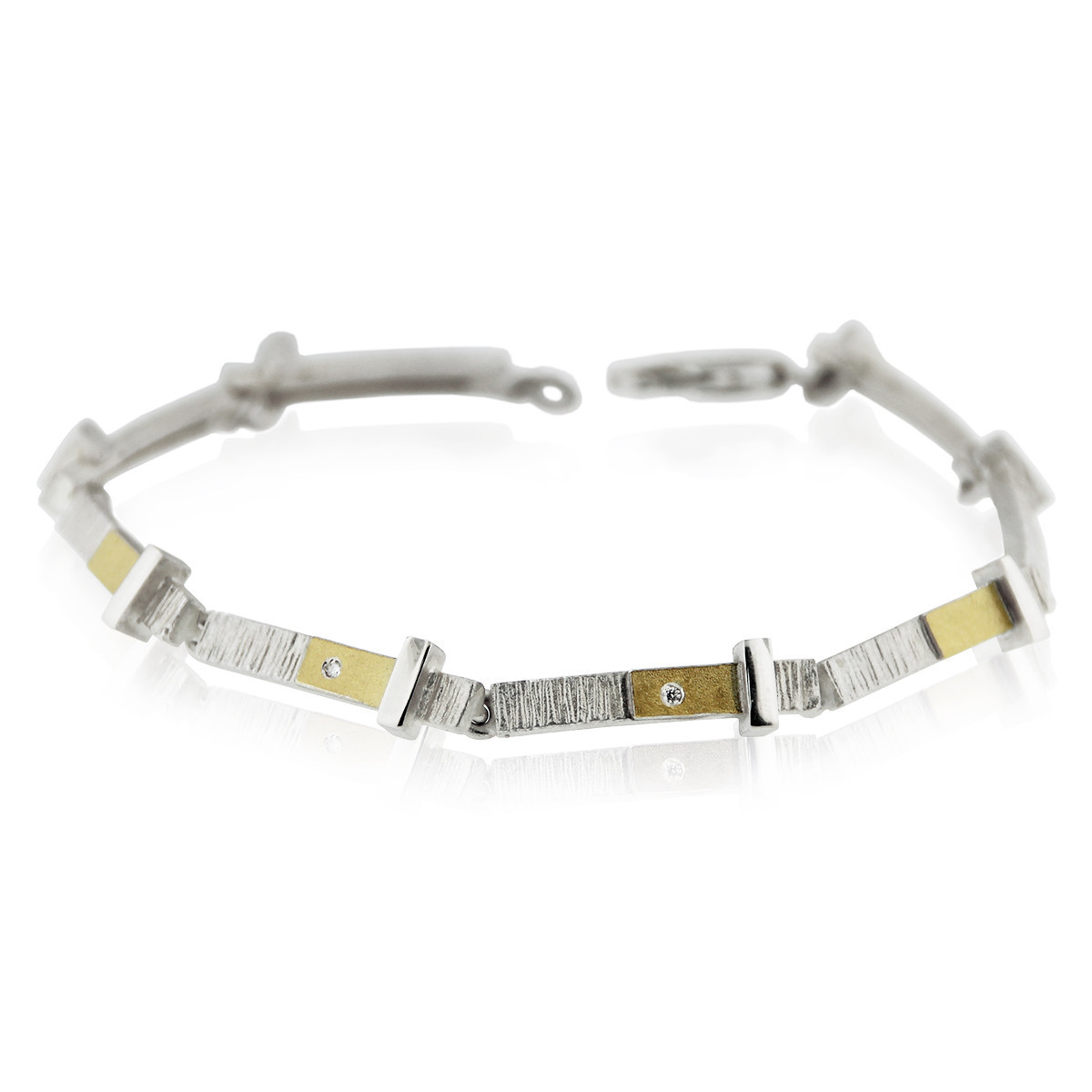 SILVER & GOLD BRACELET w/ DIAMOND
