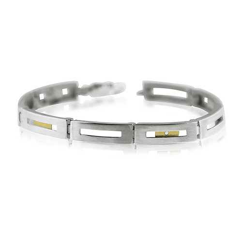 SILVER & GOLD BRACELET w/ DIAMOND