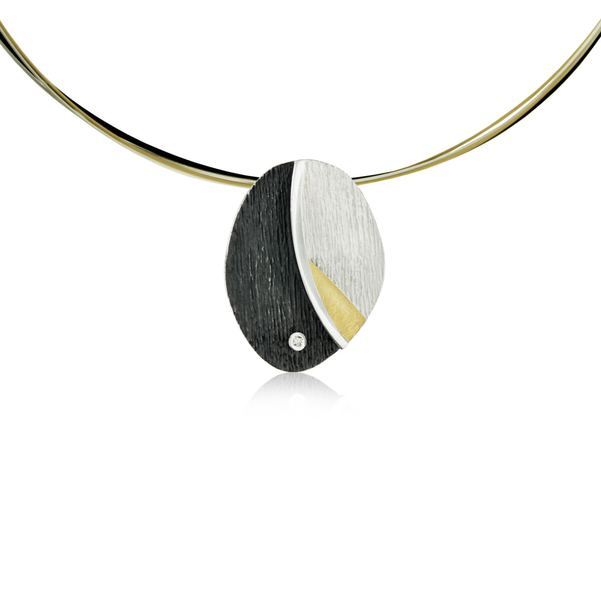 COLGANTE PLATA Y ORO Y DIAMANTE